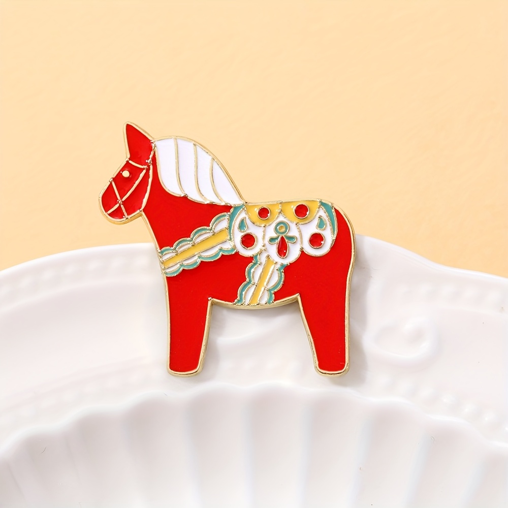 Vintage Horse Enamel Brooch, Cute National Style Accessory